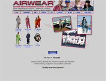 Tablet Screenshot of airwear.co.za